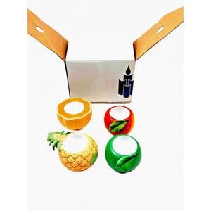 Partylite Ceramic Candle Votive Holders P7149 Fruit Splash 4‎ Piece New